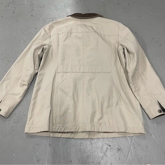 LL Bean Beige Barn Chore Jacket Womens Corduroy Collar Size Large - Picture 2 of 7